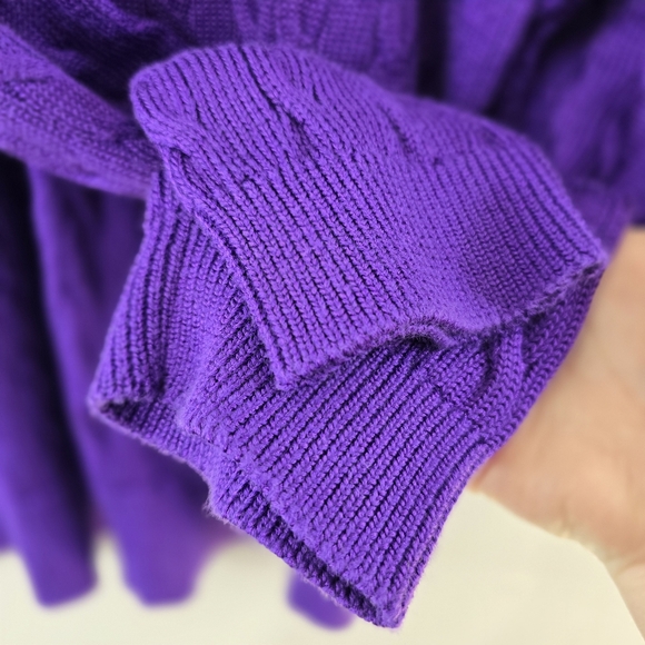 Lauren Ralph Lauren Sweater Cabled Cable Knit Fisherman Chunky Button Neck Sz 1X - Picture 6 of 10